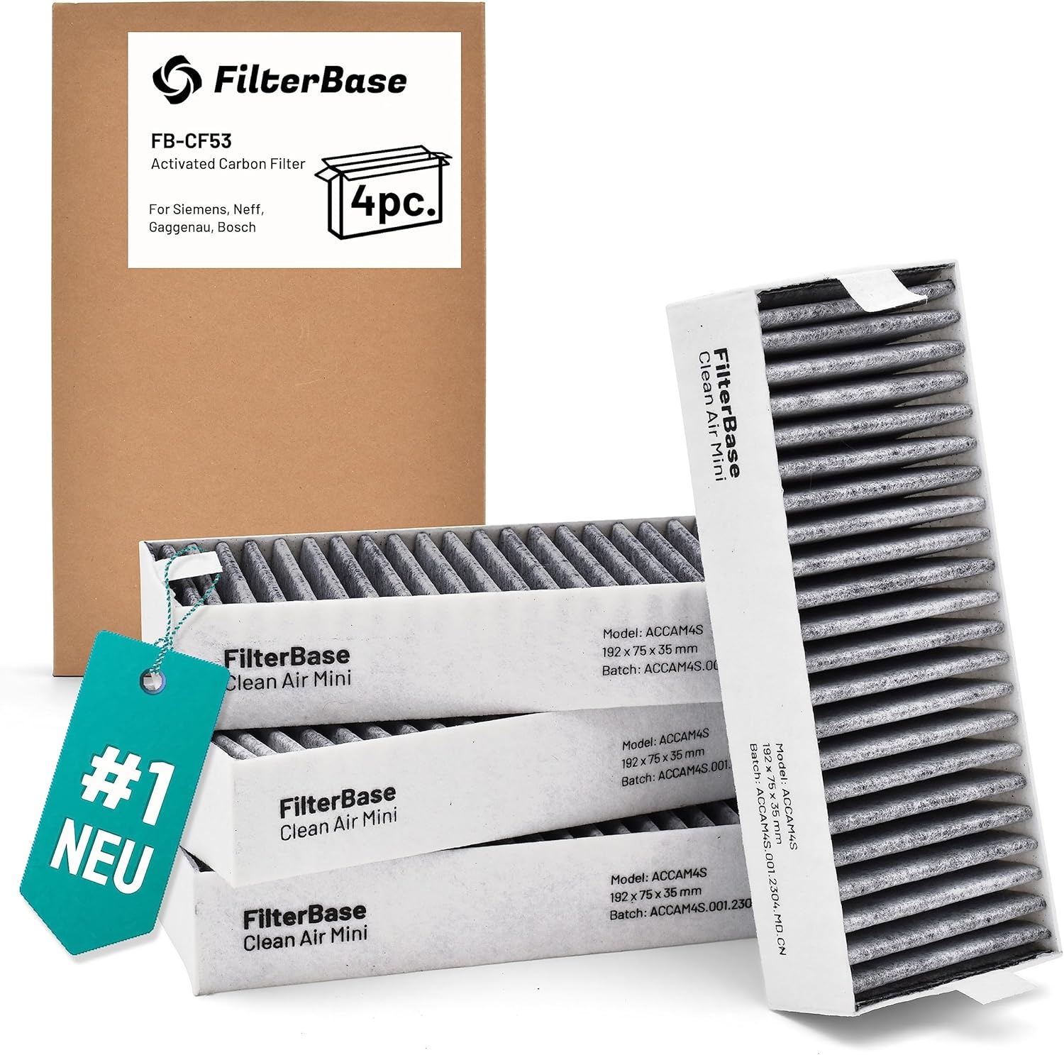 ACF Clean Air Mini Aktivkohlefilter 4er Set für Siemens/Bosch/Neff/Gaggenau/Constructa