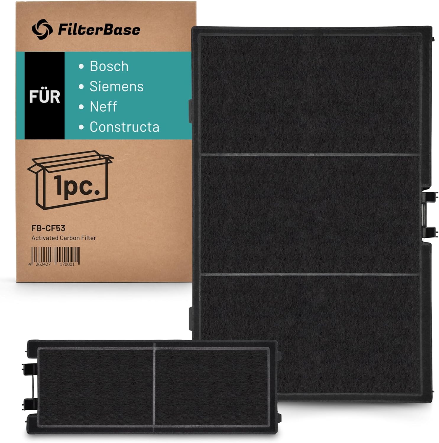 FB-CF53 Aktivkohlefilter 2-tlg. Bosch/Siemens/Neff/Constructa 450 x 255 x 24 mm